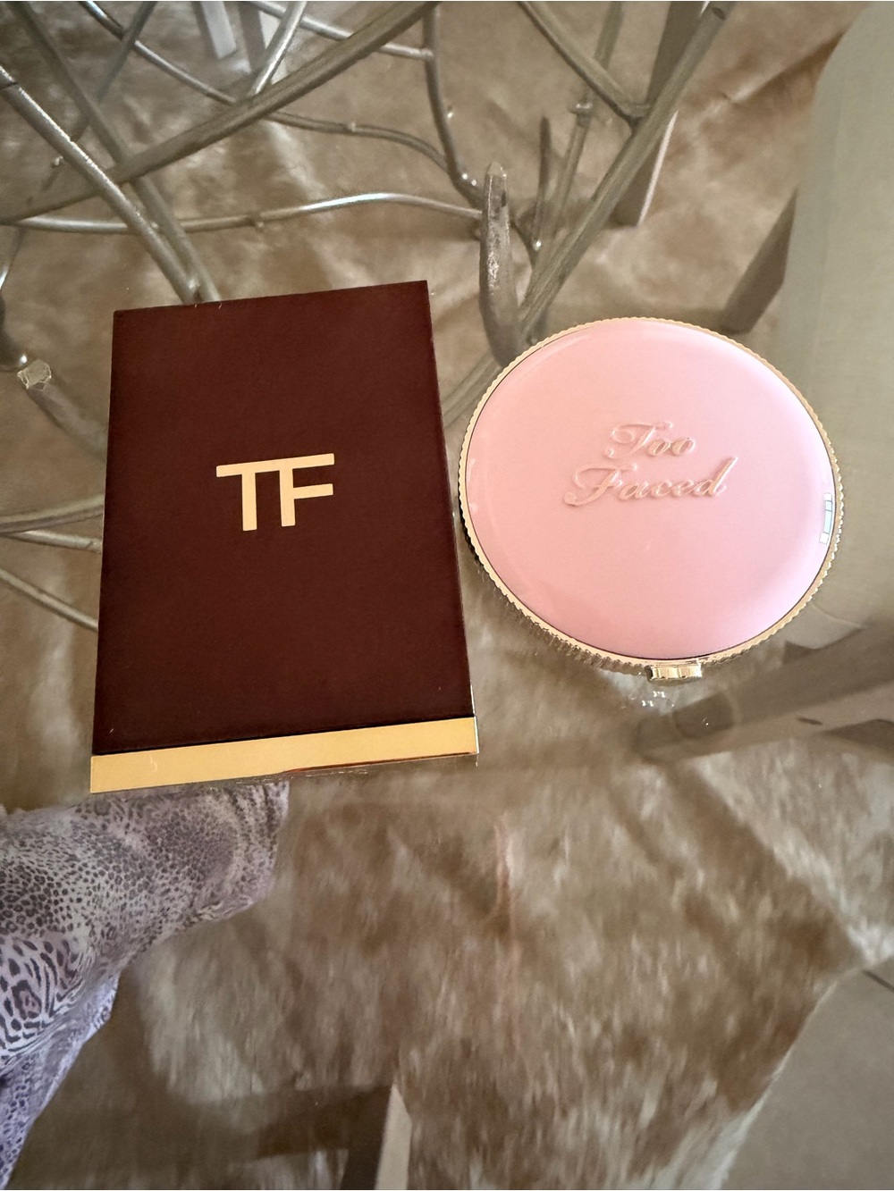 Too Faced Pink and Gold Decorative Compact Accent and Tom Ford